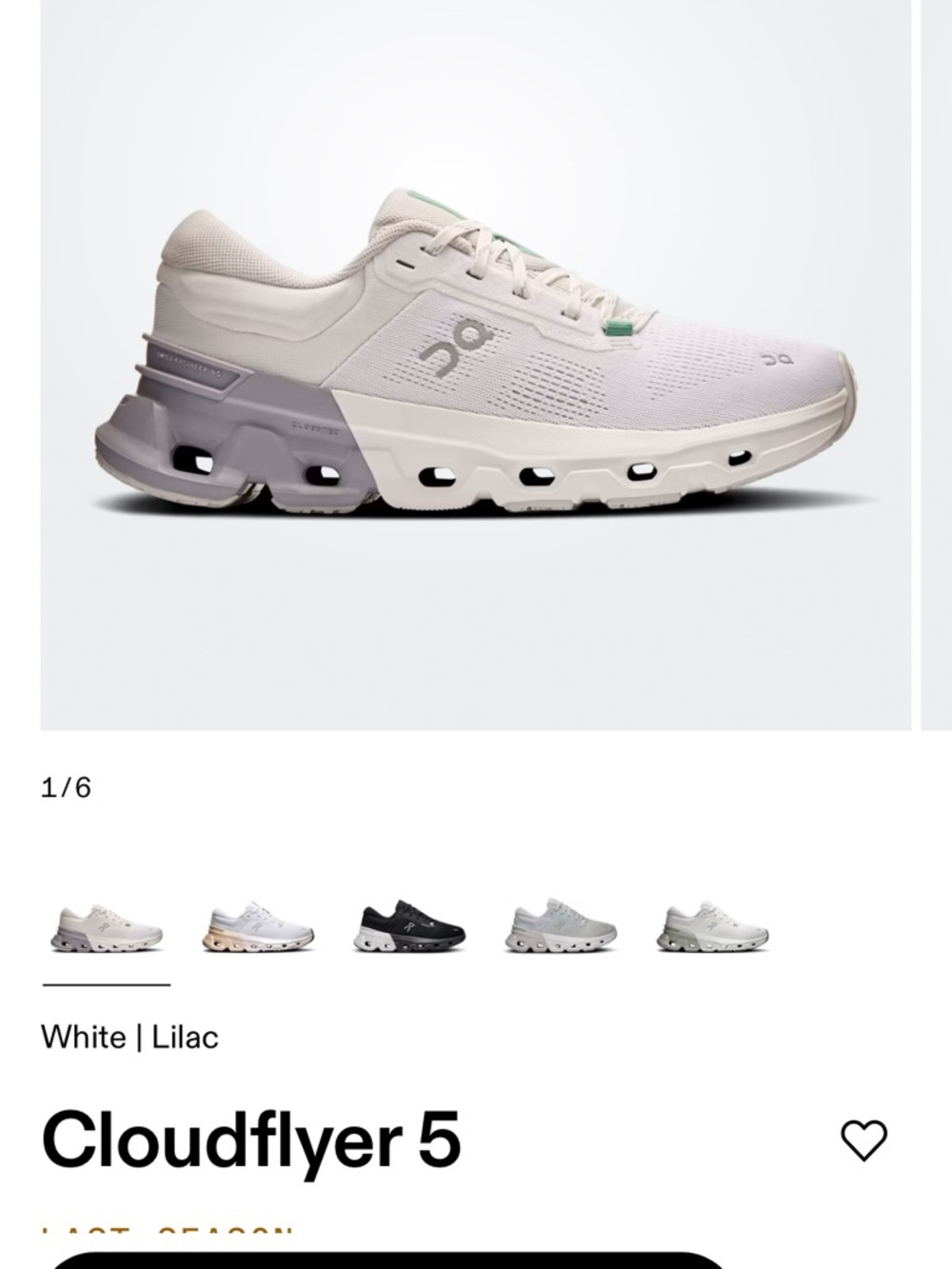 On Cloudflyer 5 Women's Running Shoes - White/Lilac